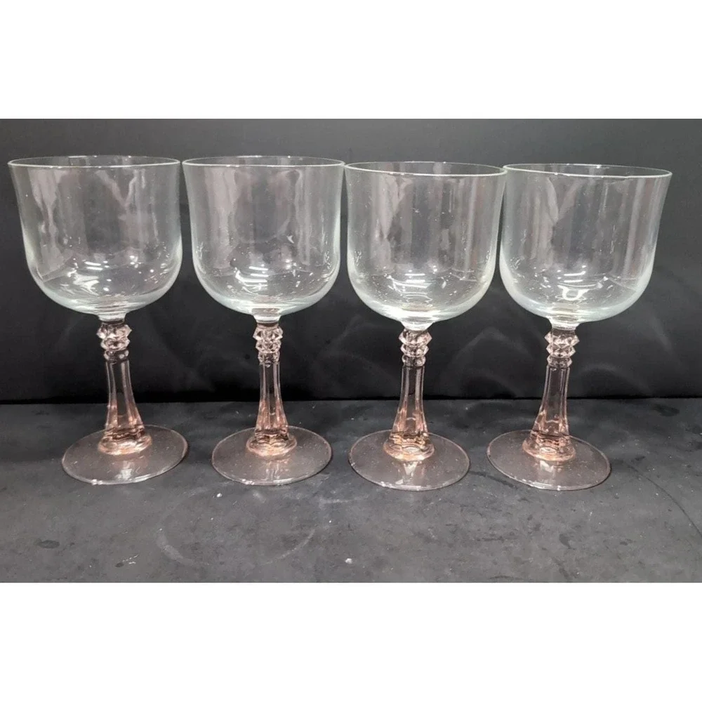 Cristal D'Arques Durand Blush Pink Wine Glasses,‎ Set of 4, Stemware, Drinkware